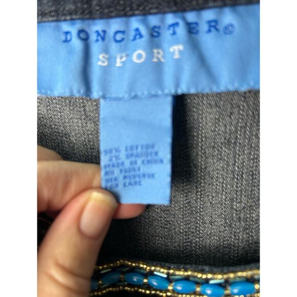 Vintage Doncaster Sport Cotton/Span Blue Jean Jacket‎ w/ Bling Torqoise Size 14W - Picture 5 of 9